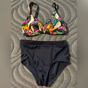 Boden Colorful Leaf Print Bikini Set